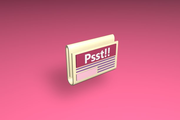 3D渲染黄色新闻报纸与八卦和谣言在粉红色的背景图片下载