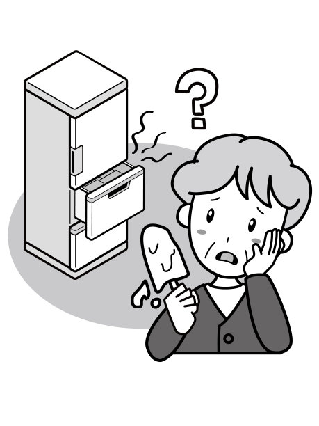 祖母遇到麻烦了，因为冰箱里的冰淇淋正在融化图片下载