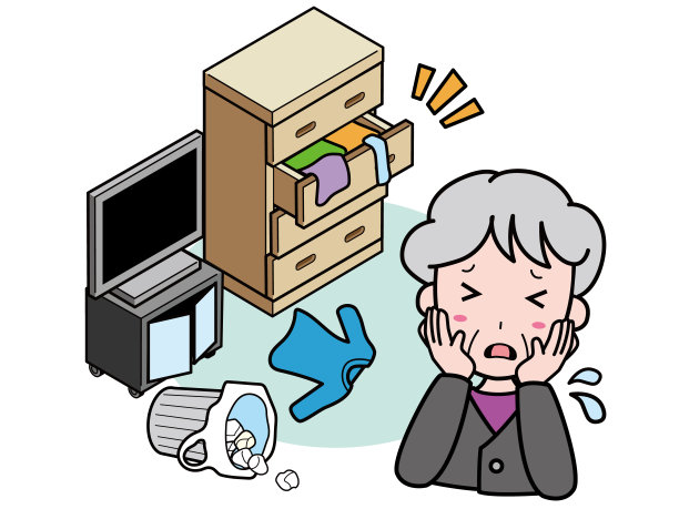 一位陷入困境的祖母，因为她的房子被入室盗窃毁坏了图片下载