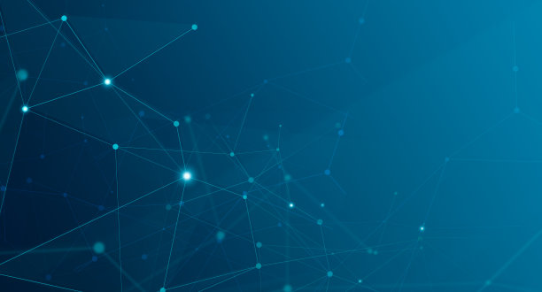 抽象的技术背景与多边形连接线和点在蓝色的背景图片下载