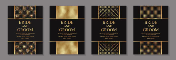现代几何豪华婚礼邀请设计或卡片模板的生日祝福或证书或海报。图片下载