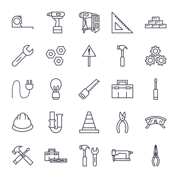 建筑线条风格图标集设计图片下载