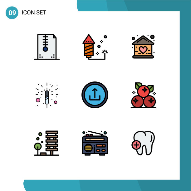 象形图设置9个简单的填充线平色图片下载