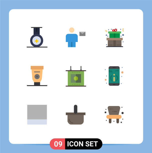 设置9个现代UI图标符号的细节图片下载