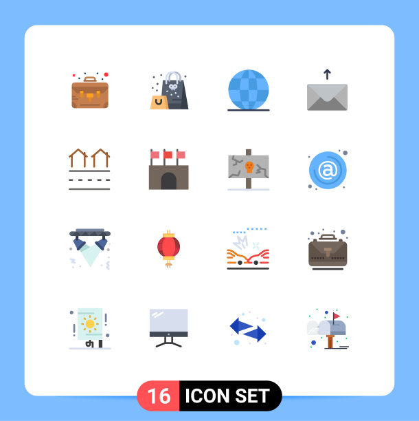 16个通用的平色符号象征真实图片下载