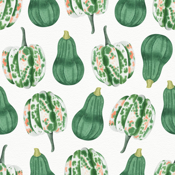 南瓜无缝水彩图案的不同形状的粉彩。完美的感恩节卡片或包装纸，万圣节的设计。背景与旧纸纹理。图片下载