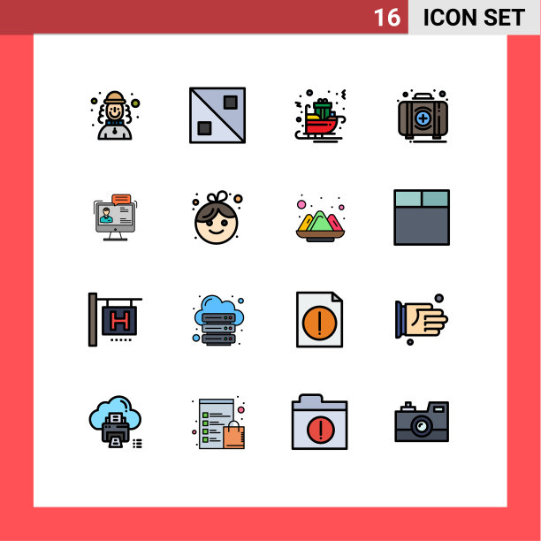 现代设置16平色填充线条和图片下载