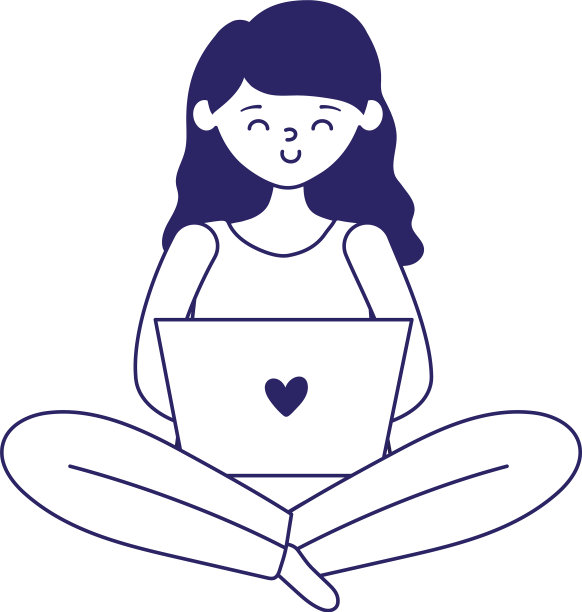 年轻女子使用笔记本电脑孤立的白色图标图片下载