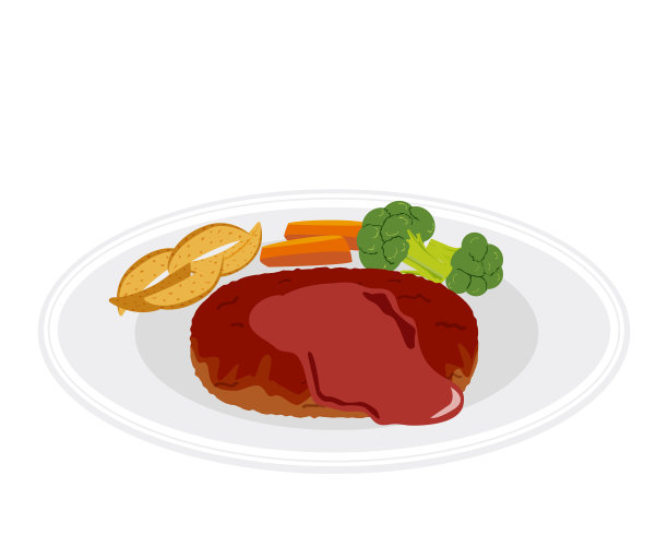 汉堡包牛排的矢量插图。图片下载