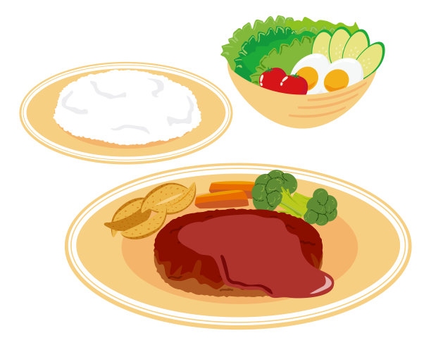 汉堡包牛排的矢量插图。图片下载