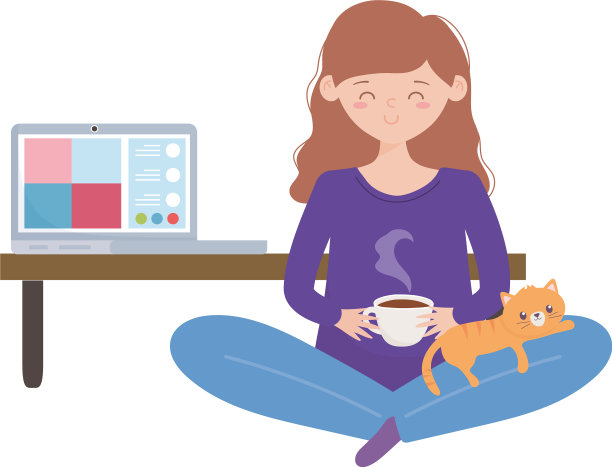 待在家里，喝着咖啡，养着猫图片下载