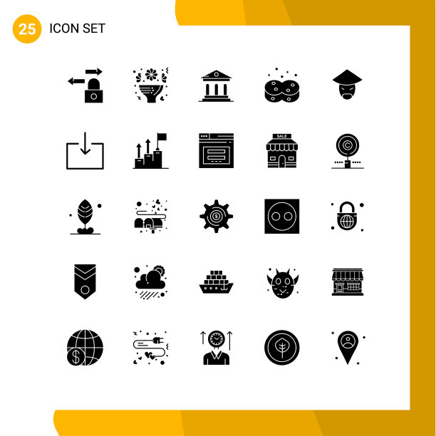 在网格上设置25个实心符号用于清除中国图片下载