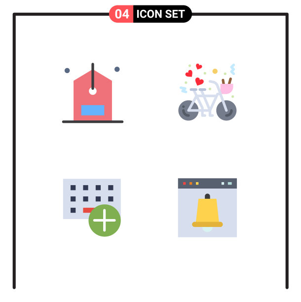 可编辑的线包4个简单的平面图标图片下载