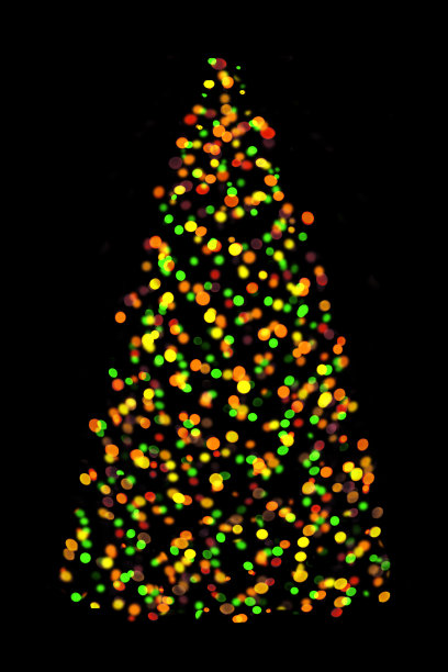 模糊的圣诞树灯孤立在黑色背景图片下载
