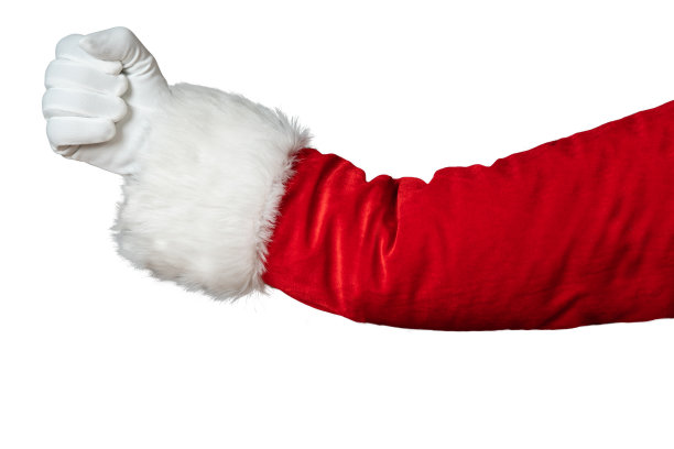 圣诞老人的手孤立在白色的背景上图片下载