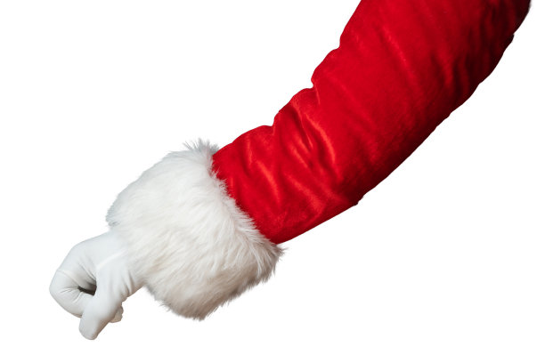 圣诞老人的手孤立在白色的背景上图片下载
