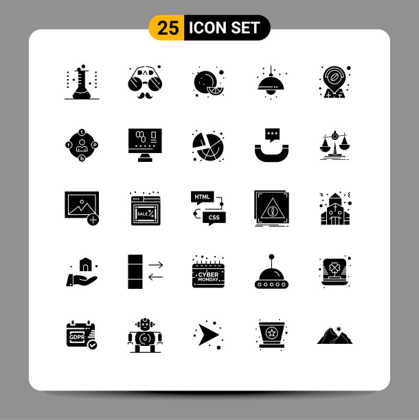 为网络和移动设置的25个通用实体符号图片下载