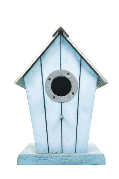 蓝色木鸟的房子在一个白色的背景蓝色木鸟房子在一个白色的背景图片下载