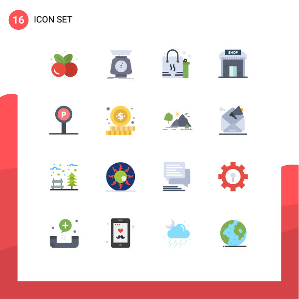 用户界面包16个基本平色的图片下载