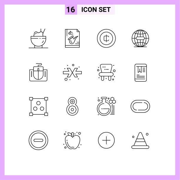 设置16个现代UI图标符号标志图片下载