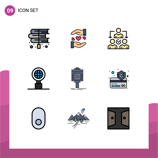 填充线平色包9个通用符号图片下载