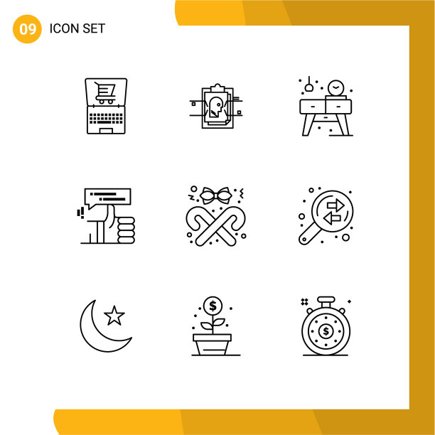 象形文字设置9个简单的丝带轮廓图片下载