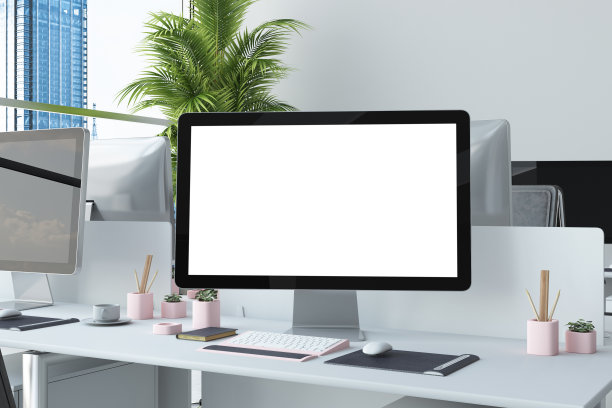 空的电脑屏幕在办公室图片下载