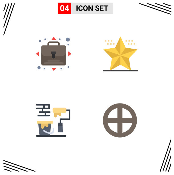 4组平面图标符号和符号图片下载