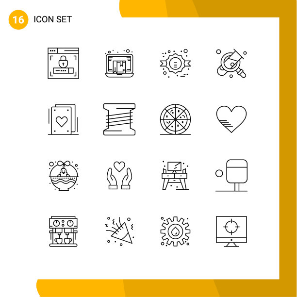 移动界面大纲集16个象形图图片下载