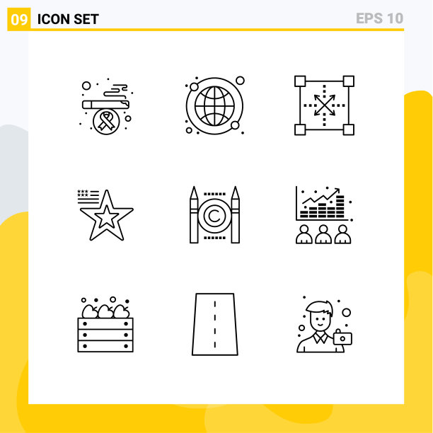 包9个现代轮廓标志和符号图片下载