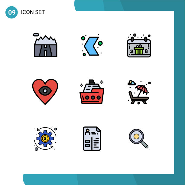 象形图设置9个简单的填充线平色图片下载