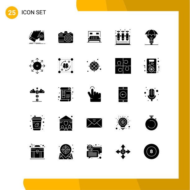 可编辑的线包25个简单的固体符号图片下载