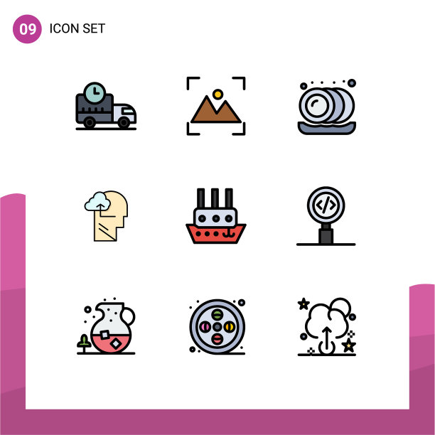 组9现代填充线平面颜色集图片下载