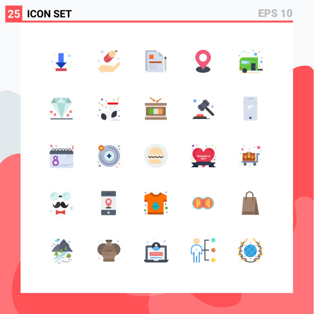 移动界面平色设25个象形图图片下载