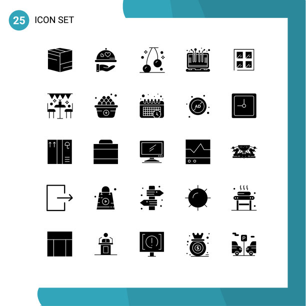 可编辑的线包25个简单的固体符号图片下载