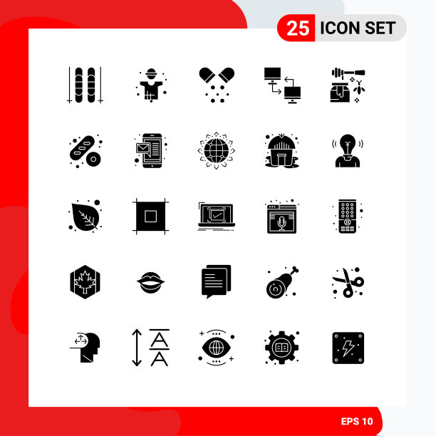 分组25个固体符号符号和符号图片下载