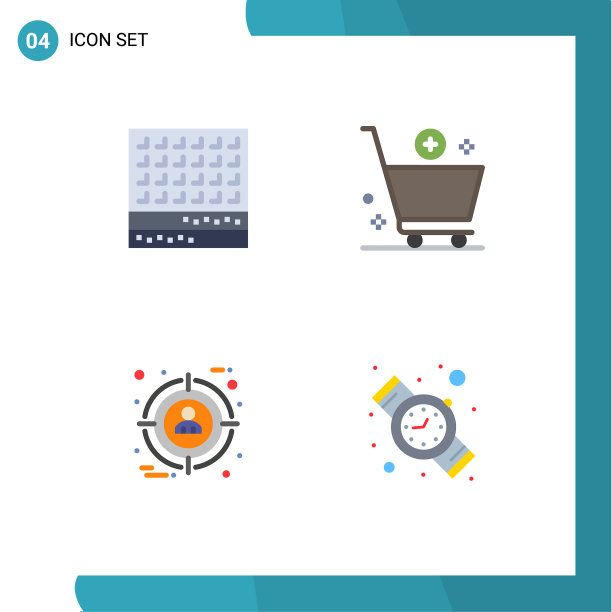 4个主题平面图标和可编辑的符号图片下载