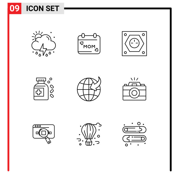 为全球平板电脑设置9个网格轮廓图片下载