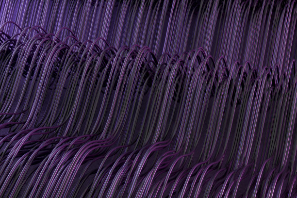 摘要波状光纤电缆背景线，霓虹闪电图片下载