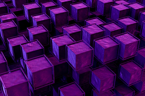 3D抽象立方体背景，霓虹灯图片下载