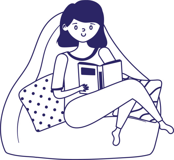 女孩在椅子上看书孤立的图标上白色图片下载