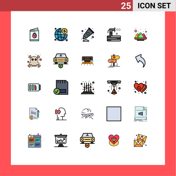 组25现代填充线平面颜色集图片下载