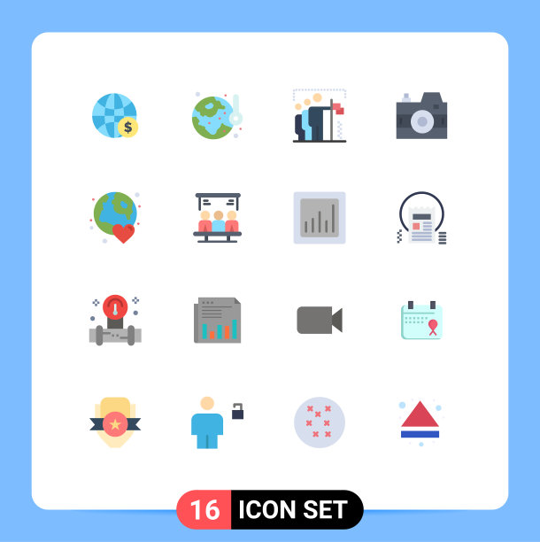 16个主题平色和可编辑的符号图片下载