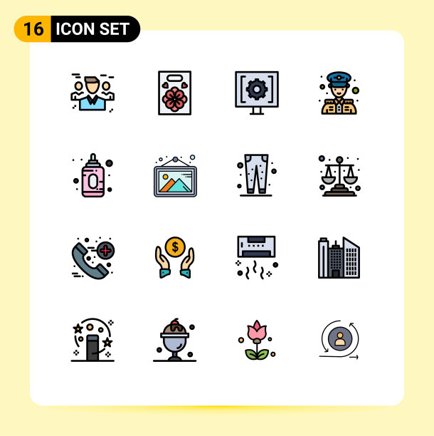 可编辑线包16简单的平面颜色填充图片下载