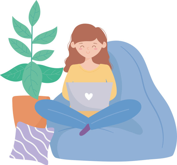 呆在家里，坐在沙发上用笔记本电脑图片下载