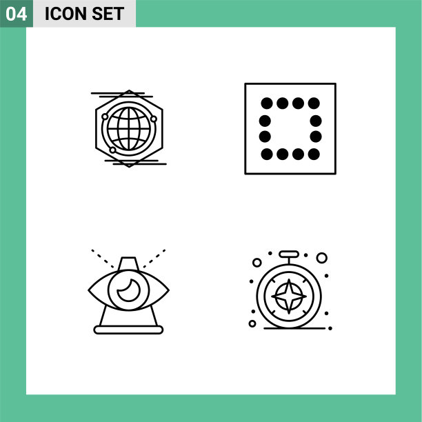 线包4个通用符号地球仪理念图片下载