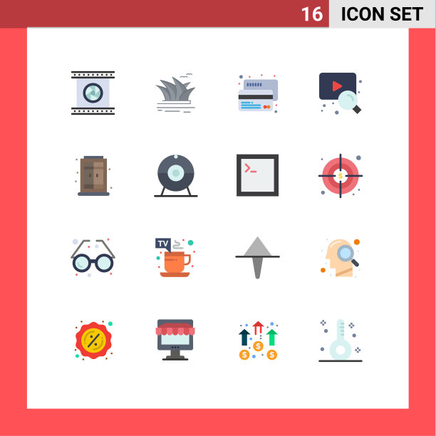 可编辑线包16个简单的平面颜色图片下载