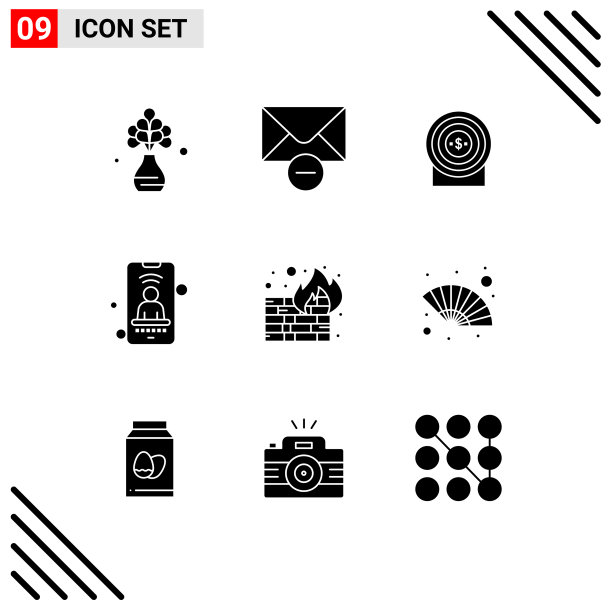 包9个创造性的固体雕文安全火图片下载