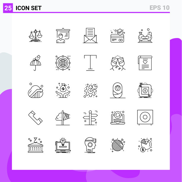 25个创意图标的现代符号和符号图片下载