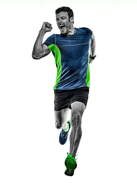 成熟男人，跑步者，慢跑者，慢跑者，孤立的白色背景图片下载